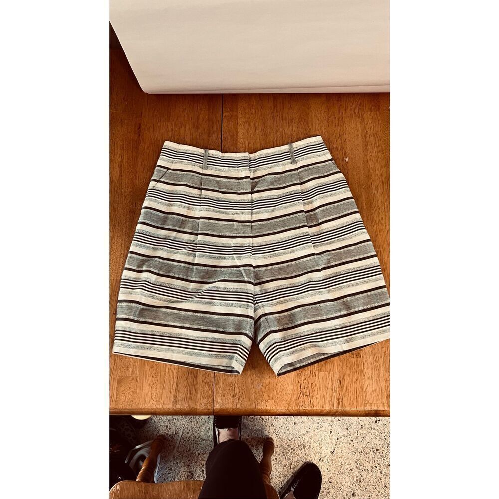 Lafayette 148 Rivington Bermuda SHorts Mica Stripe SZ 6 Linen Blend - Picture 2 of 9